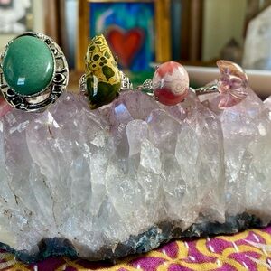 Colorful Stone Rings Set